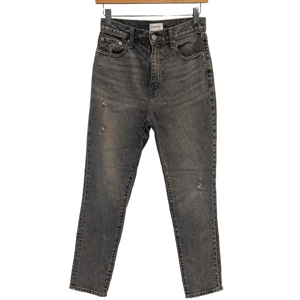 Pistola Womens Gray Distressed Straight Leg Jeans Size 26